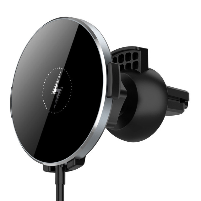 Alogy Uchwyt do samochodu 2w1 z ładowarką Qi Airvent MagSafe Charger do MagSafe 15W do kratki samochodowy Czarny