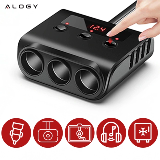 Alogy Rozdzielacz samochodowy adapter do zapalniczki 12V-24V 