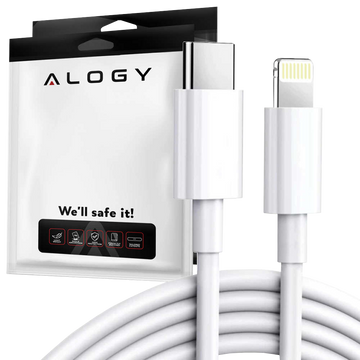 Alogy Kabel 1m przewód szybki USB-C Type C na Lightning PD 20W Biały