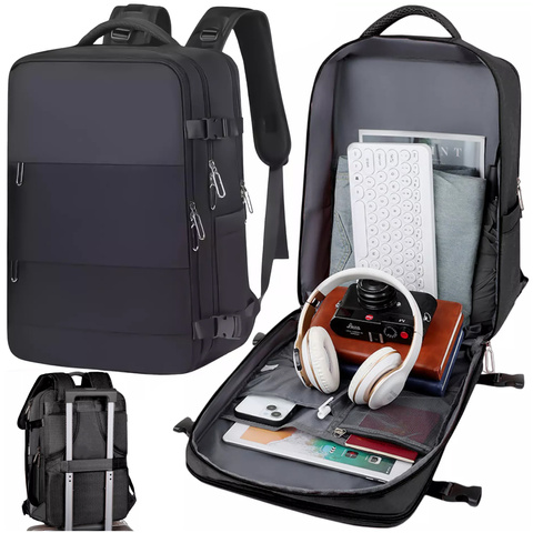 Plecak na laptopa tablet męski damski podróżny na walizkę do biura podróży Unisex 45x30x20cm Alogy Czarny
