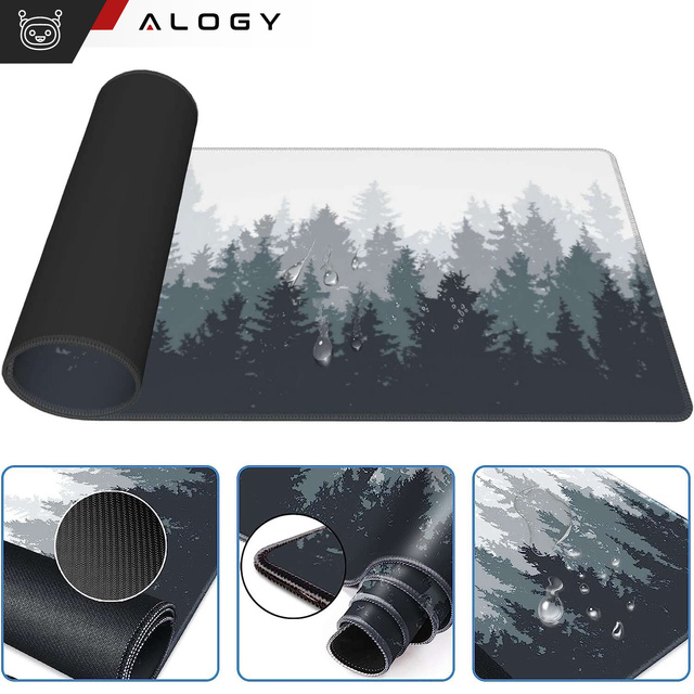 Alogy Podkładka na biurko pod myszkę mysz klawiaturę Mata ochronna antypoślizgowa gamingowa XL 80x40 cm Las Forest