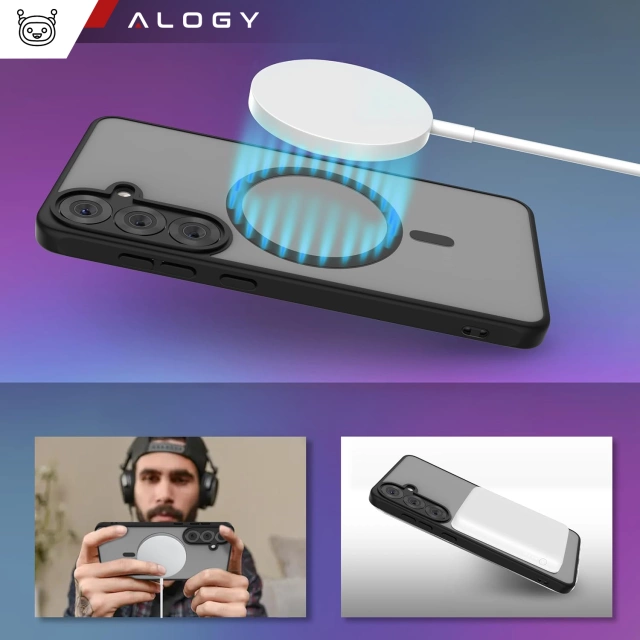 Etui do Samsung Galaxy S25 Plus obudowa ochronna na telefon Alogy Matte HybridMag™️ Case do MagSafe Matowe Czarne
