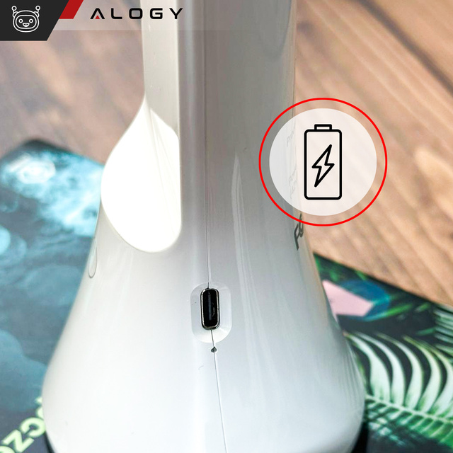 Alogy Lampka LED nocna biurkowa 2w1 Lampa i Latarka 3 tryby Bezprzewodowa Regulacja światła Biała