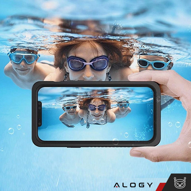 Alogy Etui wodoodporne do Apple iPhone 13 360 Pancerne Armor IP68 ze smyczką Czarne