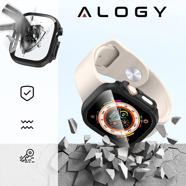 Alogy Classic Case Etui ochronne 2w1 nakładka z szkłem do Apple Watch Ultra 49mm Czarne