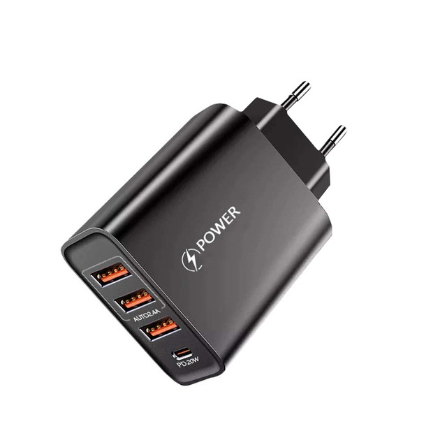 Alogy Ładowarka sieciowa szybka 3x USB-A + Type-C Quick Charge QC 3.0 PD 20W Czarna