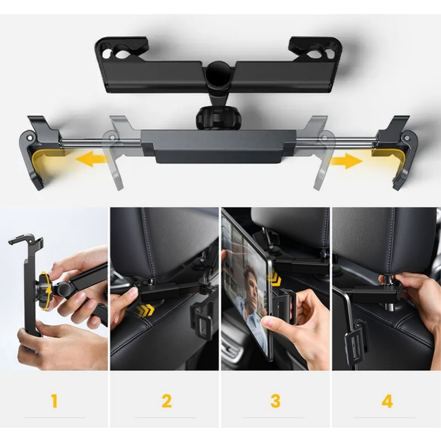 Alogy Uchwyt do samochodu na telefon/ tablet 4.7-12.9" Car Headrest Holder na zagłówek czarny