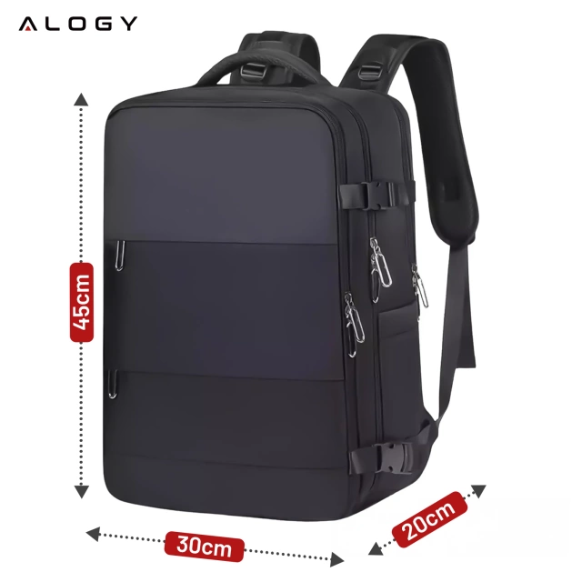 Plecak na laptopa tablet męski damski podróżny na walizkę do biura podróży Unisex 45x30x20cm Alogy Czarny