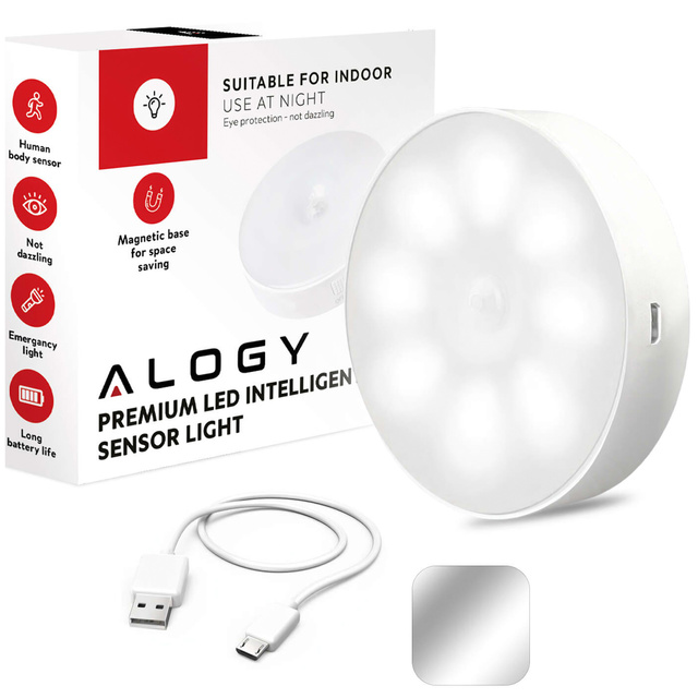 Alogy Lampka LED z czujnikiem ruchu Sensor Light Bezprzewodowa lampa nocna oświetlenie meblowe Światło zimne