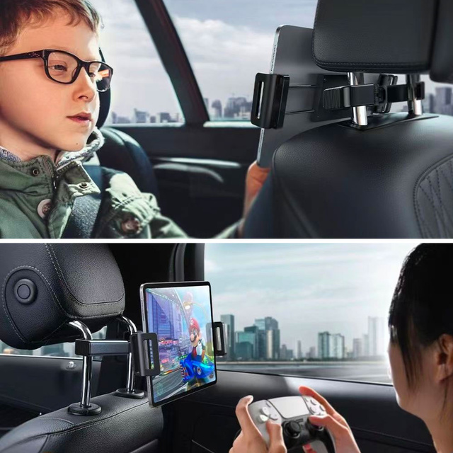 Alogy Uchwyt do samochodu na telefon/ tablet 4.7-12.9" Car Headrest Holder na zagłówek czarny