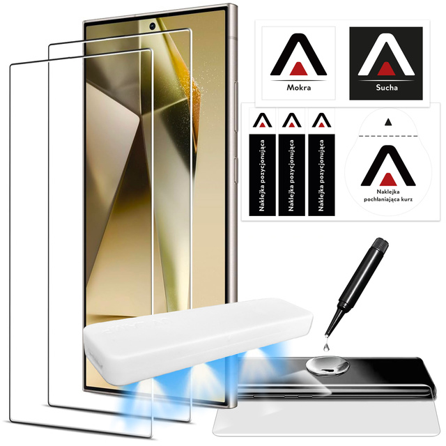 Alogy Glass z lampą UV Glue 2x Szkło hartowane do Samsung Galaxy S24 Ultra na ekran [2szt]