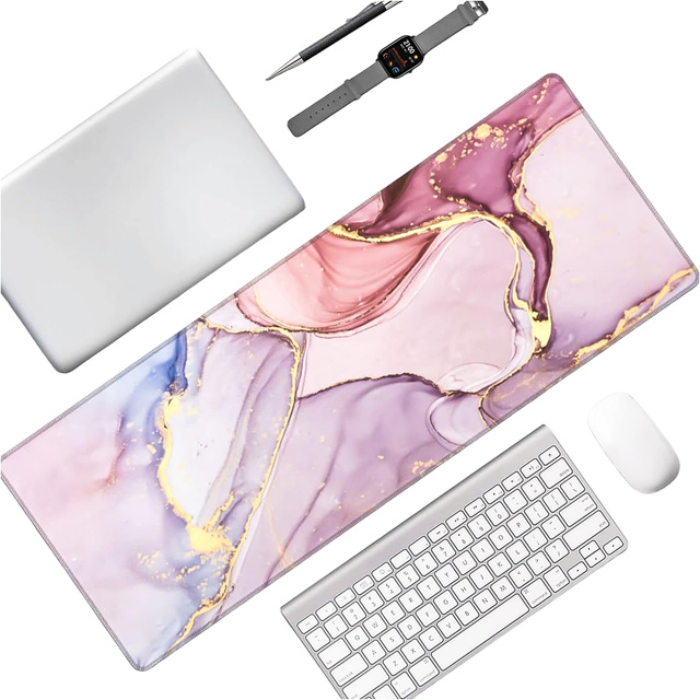 Mata na biurko antypoślizgowa podkładka pod mysz Alogy gamingowa xxl 88x40 Marble Pink Różowa