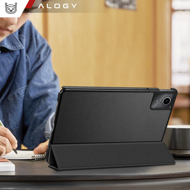 Etui do Lenovo Tab K11 / K11E 11” M11 10.95" TB330FU / TB330XU / TB331FC Book Case Cover z klapką obudowa futerał pokrowiec Alogy Czarne + Szkło + Rysik