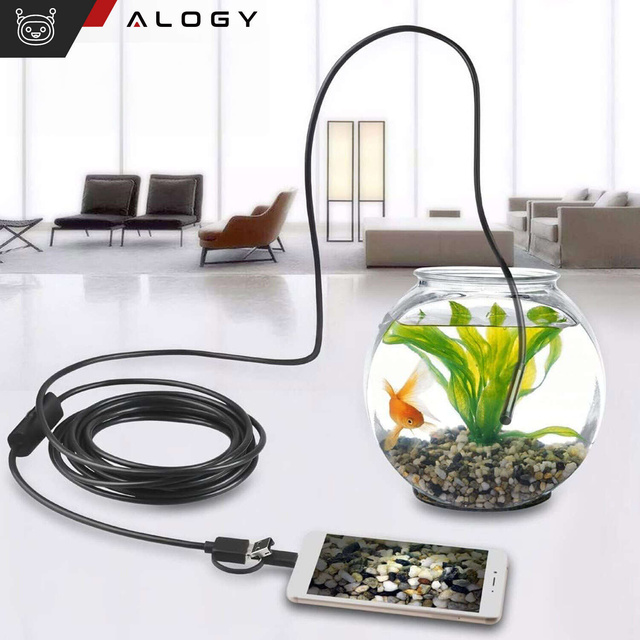 Alogy Hard Wire Kamera inspekcyjna endoskopowa micro USB + USB-C + USB Full HD 5m 8mm Endoskop