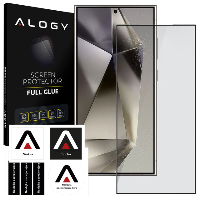 Alogy Szkło na ekran Full Glue case friendly do Samsung Galaxy S24 Ultra Czarne