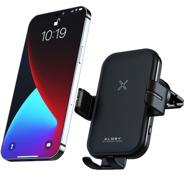 Alogy Uchwyt samochodowy Fast Wireless Charging Car Holder z Ładowarką Qi indukcyjną 15W do auta na kratkę