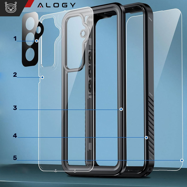 Alogy Etui do Samsung Galaxy A55 5G Pancerne wodoodporne IP68 360 Armor Case wbudowana szybka czarne