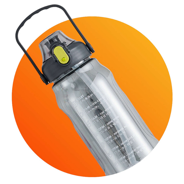 Alogy Butelka ze słomką Time Marker Water Bottle with Straw with Handle 1500ml Czarna