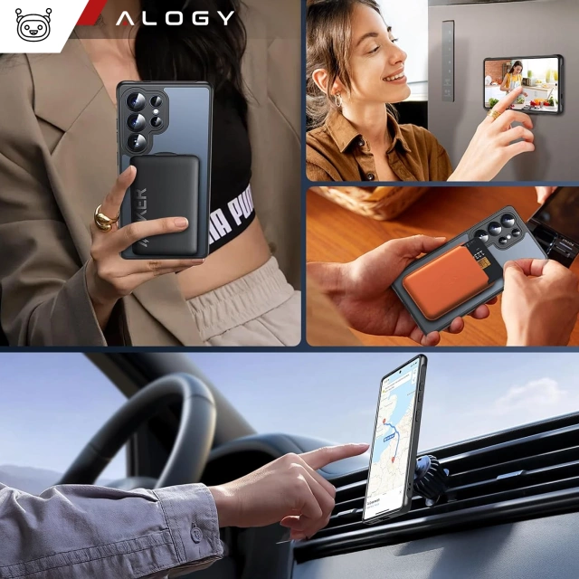 Etui do Samsung Galaxy S25 Ultra obudowa ochronna na telefon Alogy Matte HybridMag™️ Case do MagSafe Matowe Czarne + Szkło Hartowane