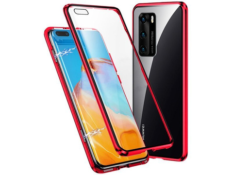 Etui na telefon magnetyczne Dr.Fit szklane do Huawei P40  Czerwone