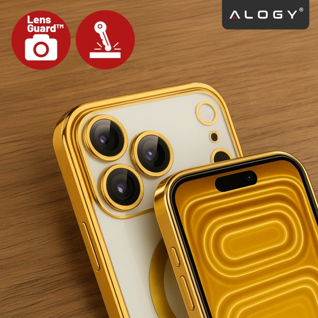 Etui z MagSafe do Apple iPhone 17 Pro – obudowa glamour z ochroną obiektywu, eleganckie i odporne na zarysowania – Alogy LuxuryRing™ Glamour Case Gold