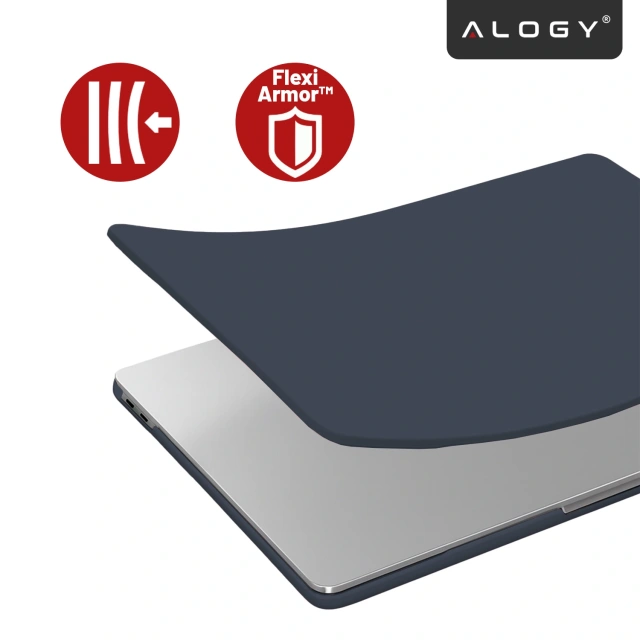 Etui do Apple Macbook Pro 14 2021-2024 (M1/M2/M3/M4) – elastyczna, matowa obudowa ochronna, lekka i odporna – Alogy AirGuard™ Granatowy