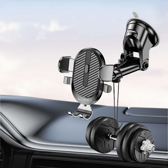 Alogy Uchwyt samochodowy Easy One Touch do telefonu 6.5" grawitacyjny na deskę rozdzielczą i szybę, kratkę czarny