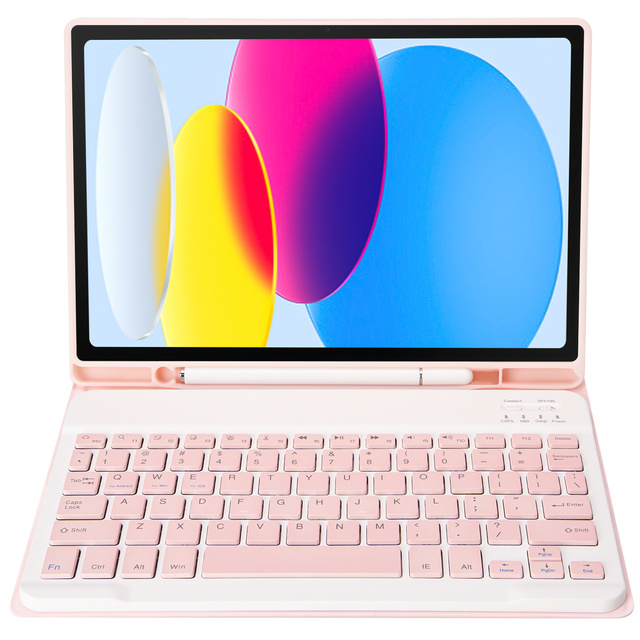 Etui ochronne z klawiatura bezprzewodowa Alogy Keyboard Case z miejscem na rysik do Apple iPad 11 gen. (2025) / 10 gen. (2022)  Różowe + Szkło