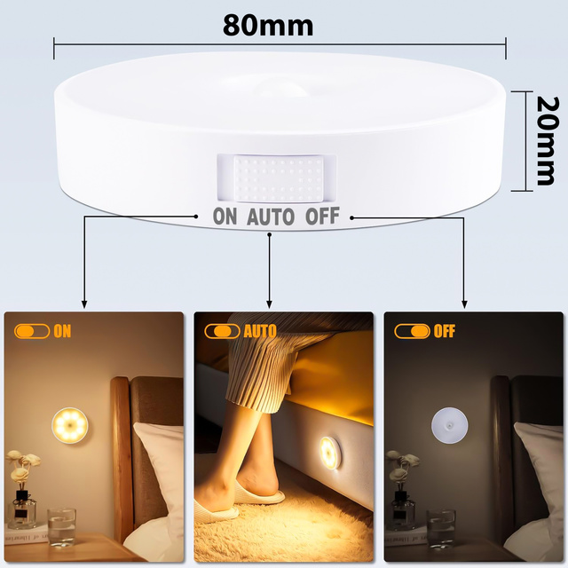 3x Alogy Lampka LED z czujnikiem ruchu Sensor Light Bezprzewodowa lampa nocna oświetlenie meblowe Światło ciepłe