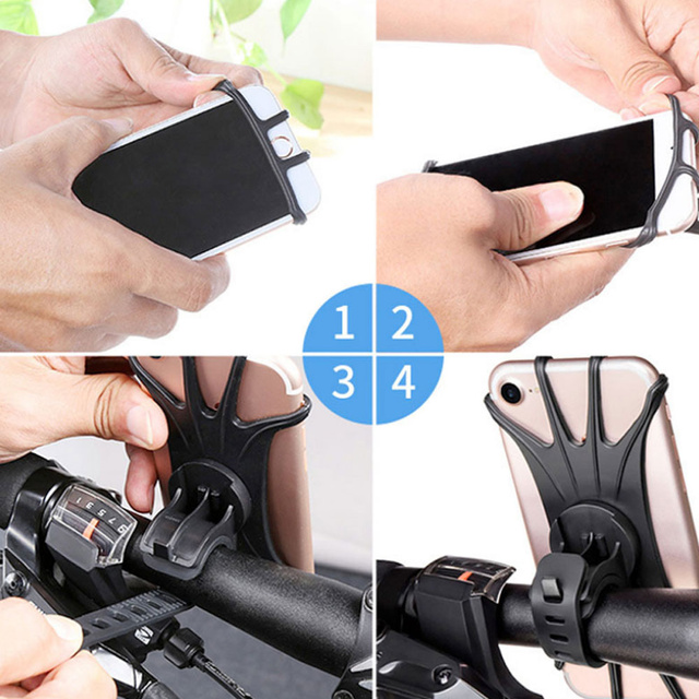 Alogy Uchwyt rowerowy Spider TPU Bike Holder do telefonu Silikonowy na rower motor hulajnoga quad Czarny