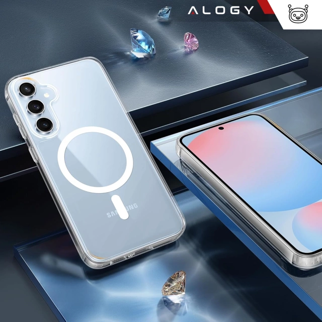 Etui do Samsung Galaxy S25 obudowa ochronna na telefon Alogy HybridMag™️ Case do MagSafe Przezroczyste + Szkło