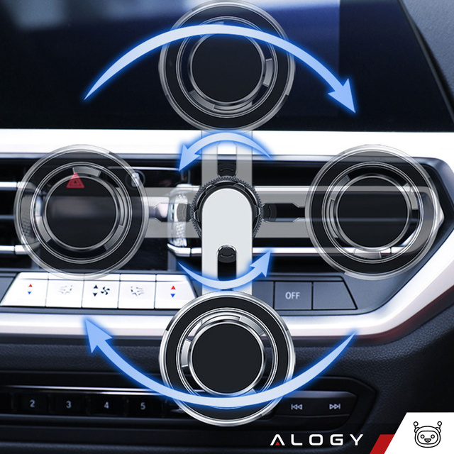 Alogy Uchwyt do samochodu samochodowy MagSafe Airvent car holder do telefonu do MagSafe na kratkę Czarny
