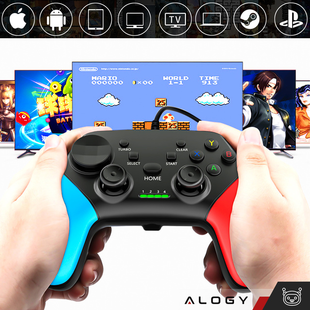 Gamepad Alogy Pad bezprzewodowy z uchwytem na telefon Gaming Set Czarny