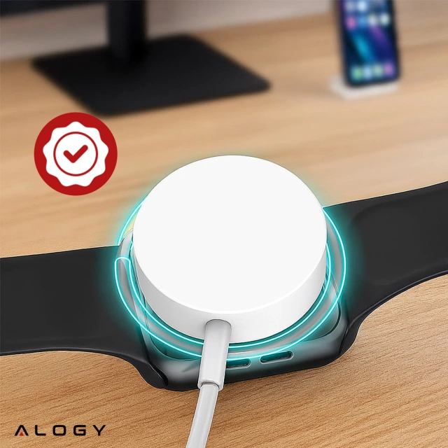 Alogy Ładowarka indukcyjna QI Charger do Apple Watch USB-C 100cm Biała