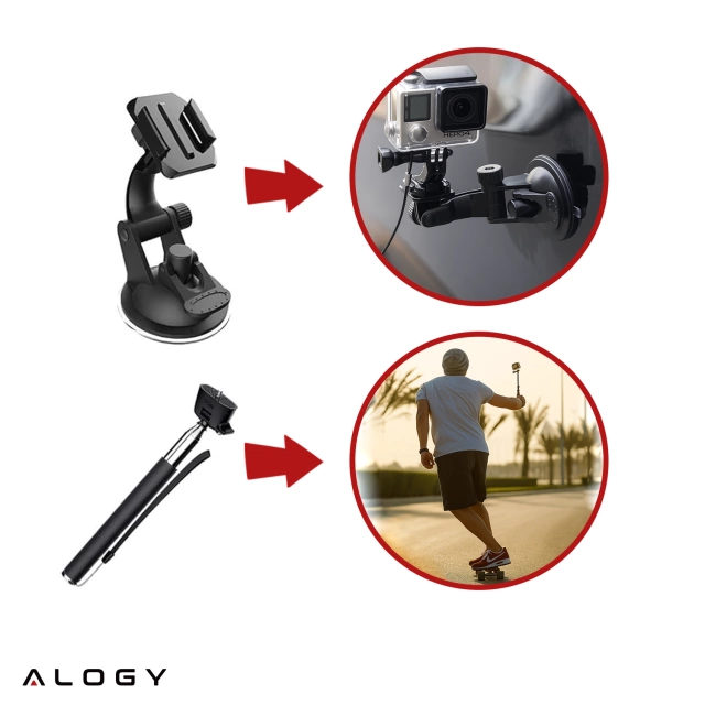 Zestaw Akcesoriów do GoPro Hero 13 12 11 10 9 8 7 6 kamerki sportowej zestaw mocowań Alogy ActionKit™ XXL 58w1 z Etui pokrowcem Walizką
