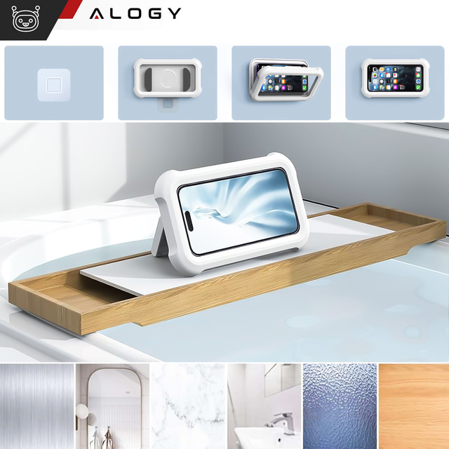 Alogy Waterproof Case Etui wodoodporne na telefon 4-7" pod prysznic Uchwyt futerał podstawka Białe