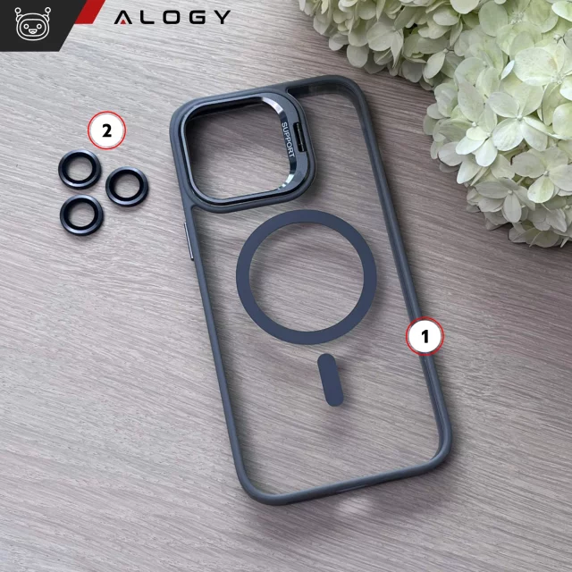 Apple Etui hybrydowe ochronne do iPhone 16 Pro Alogy KickStand Hybrid Case z podpórką do MagSafe Szare