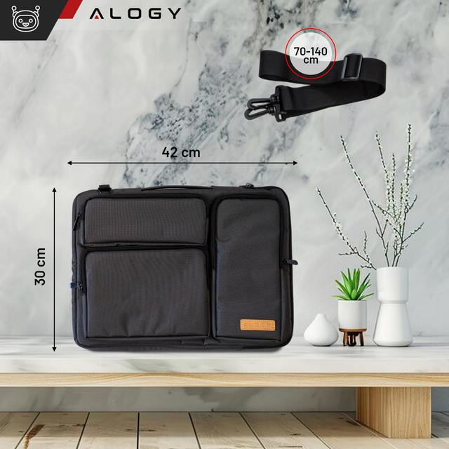 Alogy Torba Etui na MacBooka, laptopa, tableta 15.6" z paskiem na ramię Czarna