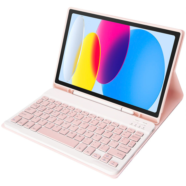 Etui ochronne z klawiatura bezprzewodowa Alogy Keyboard Case z miejscem na rysik do Apple iPad 11 gen. (2025) / 10 gen. (2022)  Różowe + Szkło