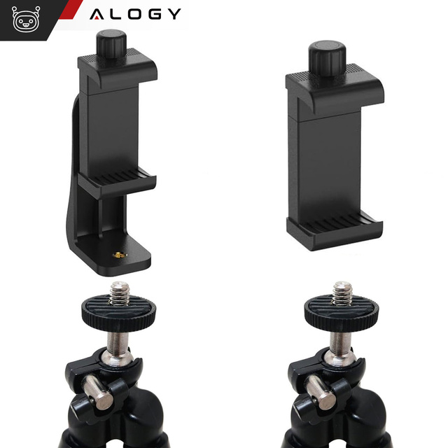 Alogy Uchwyt mocowanie adapter 360 na telefon do statywu selfie stick 1/4 czarny