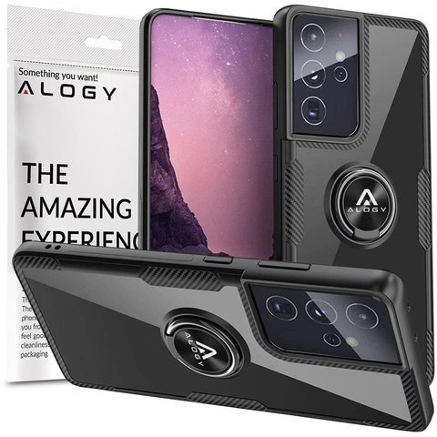 Alogy Etui na telefon Ring Holder Clear Armor do Galaxy S21 Ultra czarne