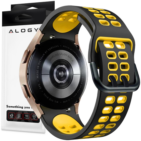 Alogy Soft Band Pasek sportowy Guma do smartwatcha do Samsung Galaxy Watch 4/5 40/42/44/45mm Czarno-żółty