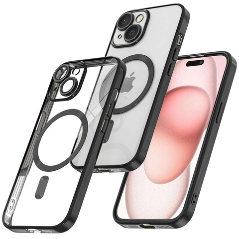 Alogy Etui do iPhone 15 Plus MagSafe Case Glamour Luxury Ring obudowa Czarne przezroczyste