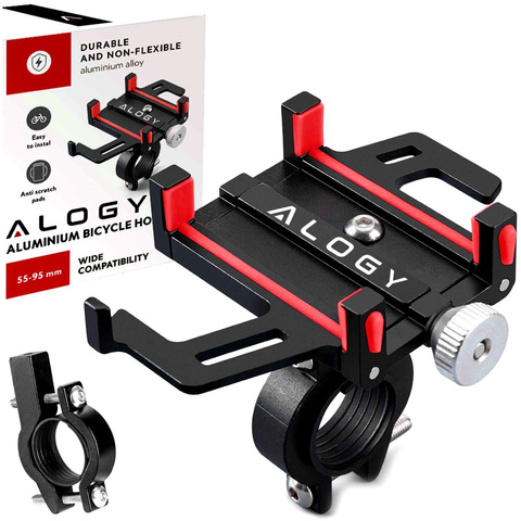 Alogy Uchwyt rowerowy Bike Phone Holder do telefonu 55-95mm na kierownicę na rower hulajnogę motor Czarny