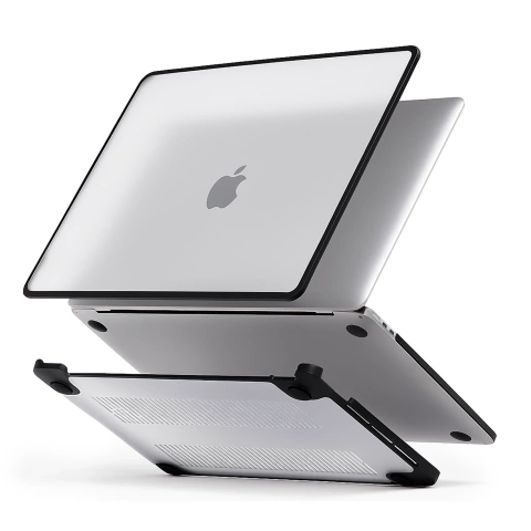 Etui ochronne do Apple Macbook Air 15 M2 2023 / M3 2024 (A2941, A3114) Alogy MatteGuard™ obudowa Matowa Przezroczysta Biel z czarną ramką
