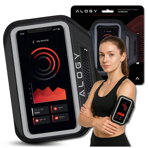 Alogy WaterProof Sport ArmBand Wodoodporne etui sportowe opaska na ramię do telefonu 6.7 cali Czarna
