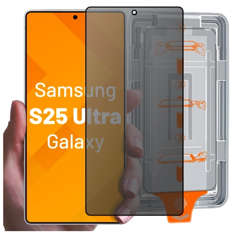Szkło hartowane Prywatyzujące do Samsung Galaxy S25 Ultra ochronne szkiełko na ekran 9H Alogy Privacy EasyShield™️ z ramką montażową