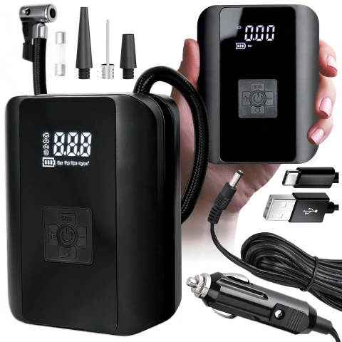 Alogy Pompka rowerowa kompresor powietrza bezprzewodowy przenośny z latarką 