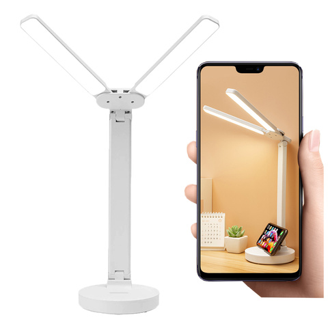 Alogy Lampka LED kreślarska na biurko lampa biurkowa z akumulatorem stojąca podwójna Biała