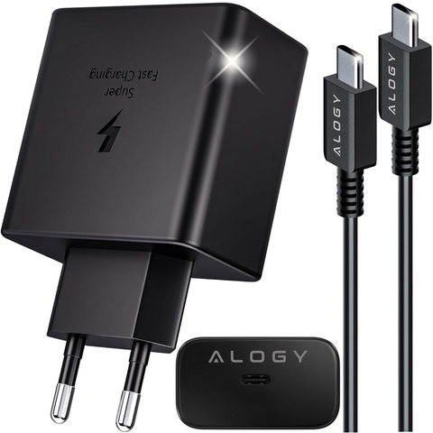 Alogy Ładowarka sieciowa USB-C typ C PD Premium szybka 45W 3A + Kabel Type-C 1M czarna